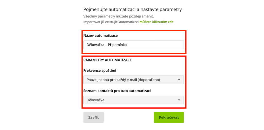 automatizace Ecomail a Dekovacka 2