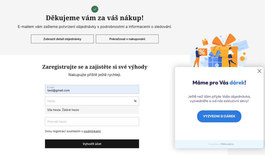 Děkovačka thankyoupage